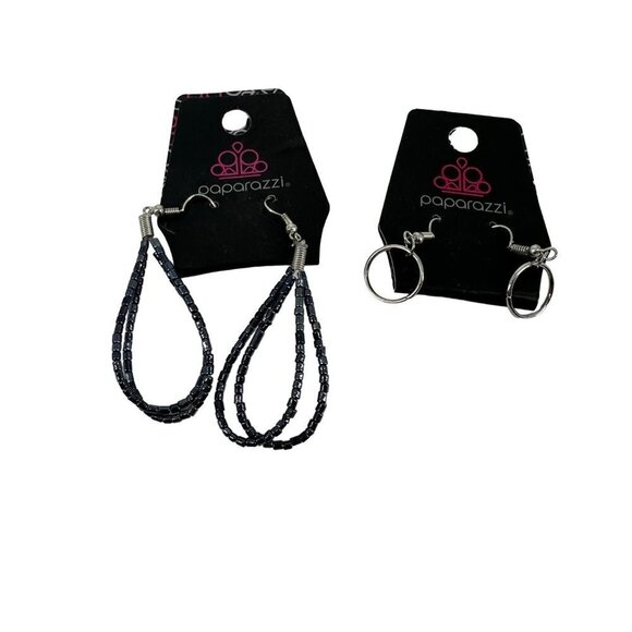 Bundle of Two Paparazzi Dangle Earrings Tear Drop and Circle - Picture 1 of 6